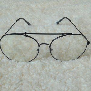 Aviator Clear Glasses Black Frame Non Presciption